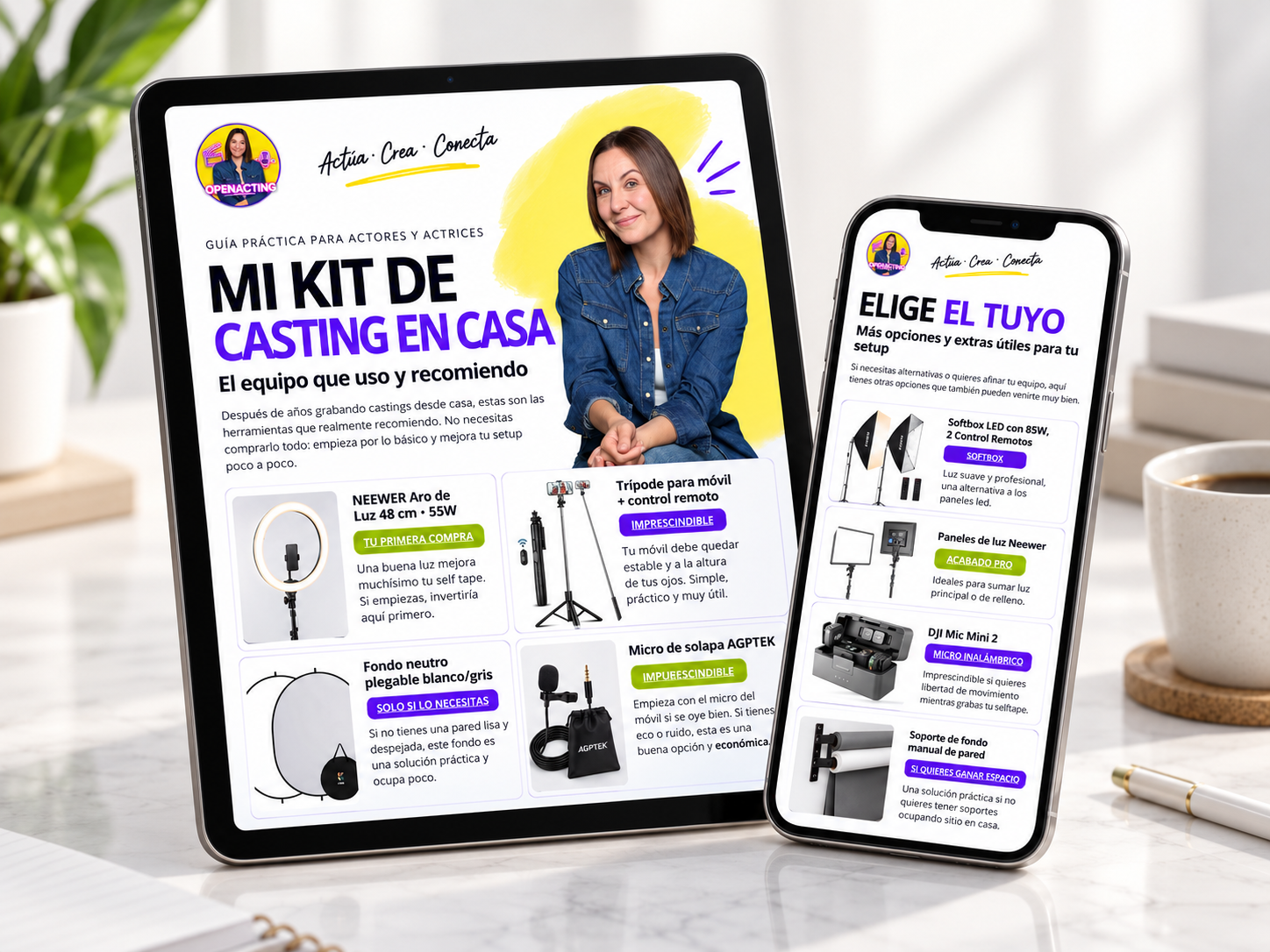 Vista previa de la guía gratuita Mi kit de casting en casa de Openacting